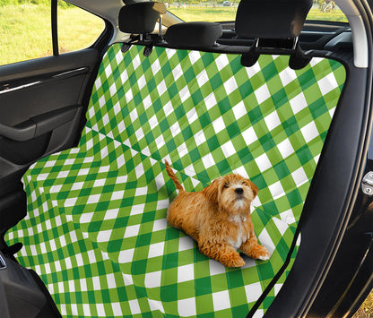 Shamrock Green And White Gingham Print Pet Car Back Seat Cover