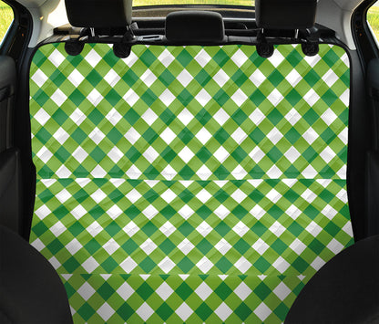 Shamrock Green And White Gingham Print Pet Car Back Seat Cover