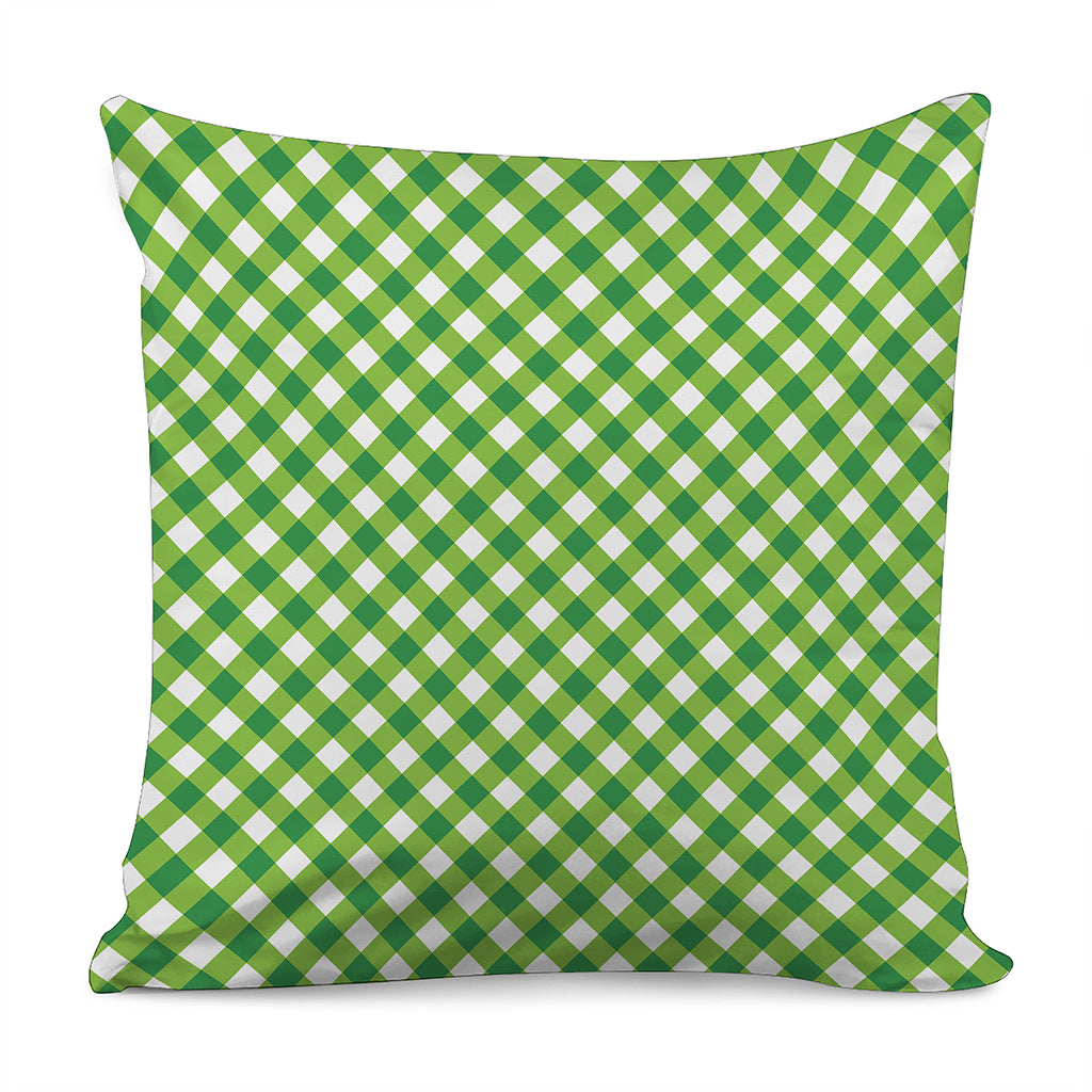 Shamrock Green And White Gingham Print Pillow Cover