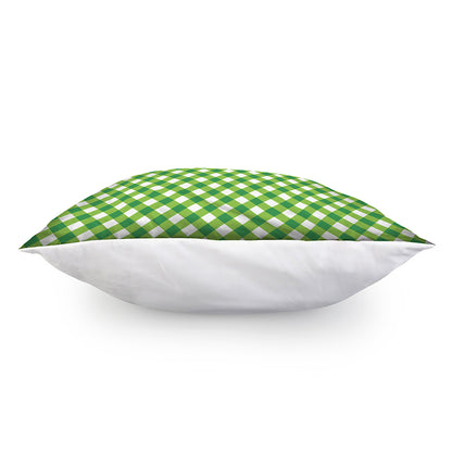 Shamrock Green And White Gingham Print Pillow Cover