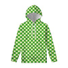 Shamrock Green And White Gingham Print Pullover Hoodie