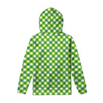 Shamrock Green And White Gingham Print Pullover Hoodie