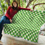 Shamrock Green And White Gingham Print Quilt