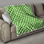 Shamrock Green And White Gingham Print Quilt