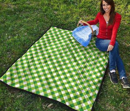 Shamrock Green And White Gingham Print Quilt