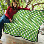 Shamrock Green And White Gingham Print Quilt