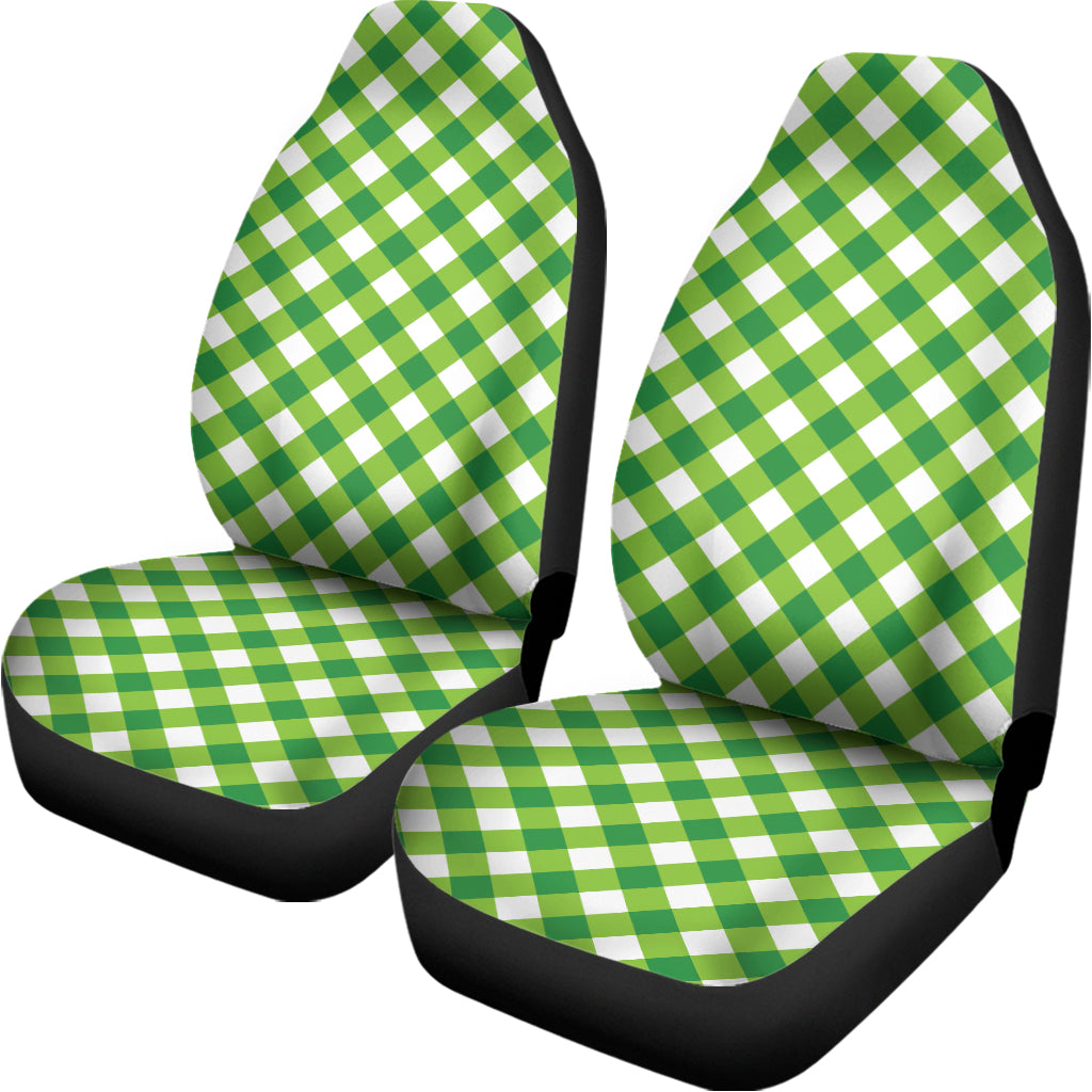 Shamrock Green And White Gingham Print Universal Fit Car Seat Covers