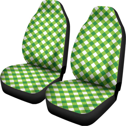 Shamrock Green And White Gingham Print Universal Fit Car Seat Covers