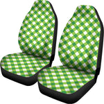 Shamrock Green And White Gingham Print Universal Fit Car Seat Covers