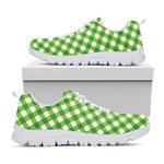 Shamrock Green And White Gingham Print White Sneakers