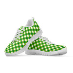 Shamrock Green And White Gingham Print White Sneakers