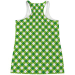 Shamrock Green And White Gingham Print Women's Racerback Tank Top