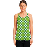 Shamrock Green And White Gingham Print Women's Racerback Tank Top