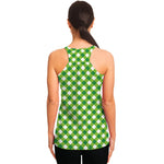 Shamrock Green And White Gingham Print Women's Racerback Tank Top