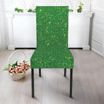 Shamrock Green Glitter Artwork Print Dining Chair Slipcover