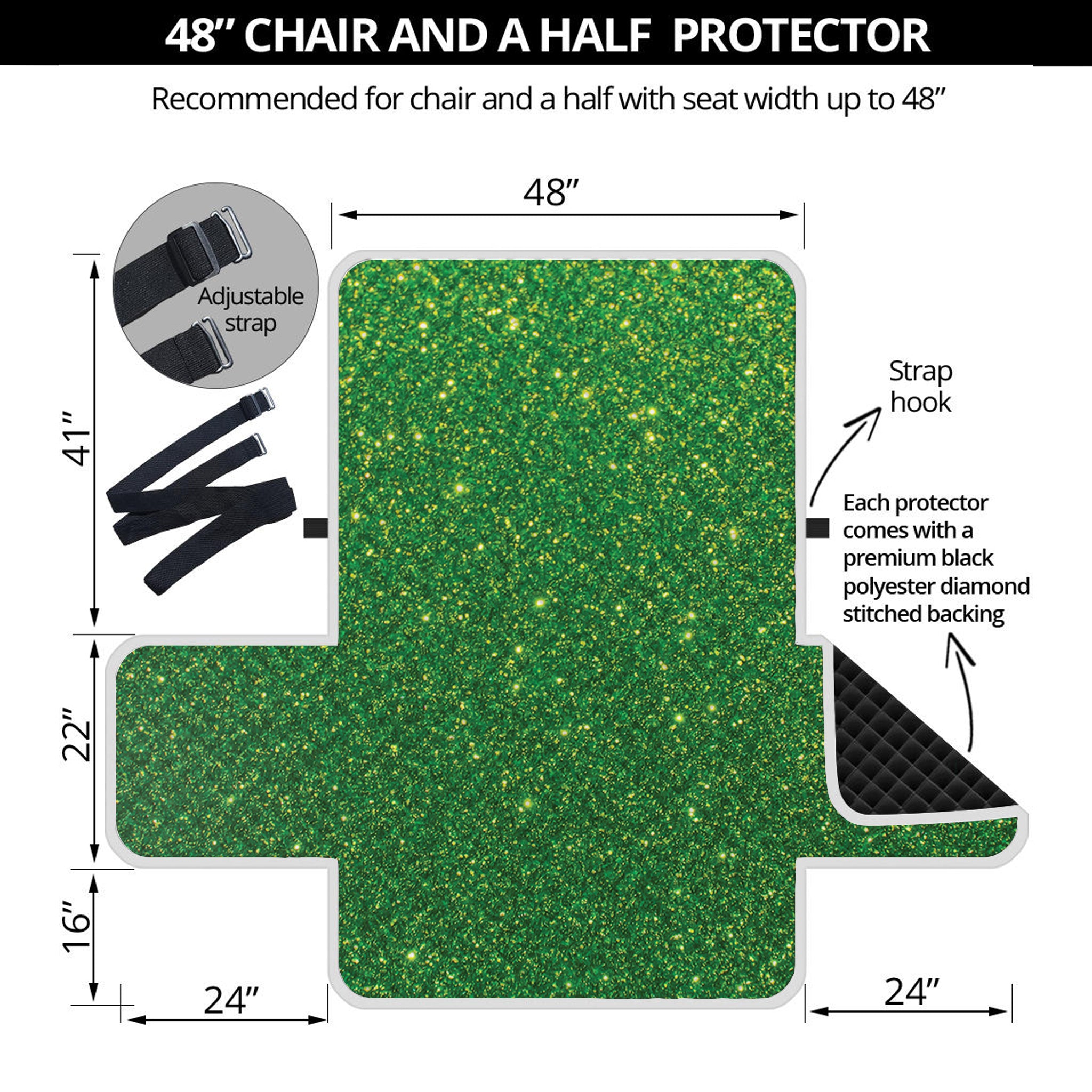 Shamrock Green Glitter Artwork Print Half Sofa Protector