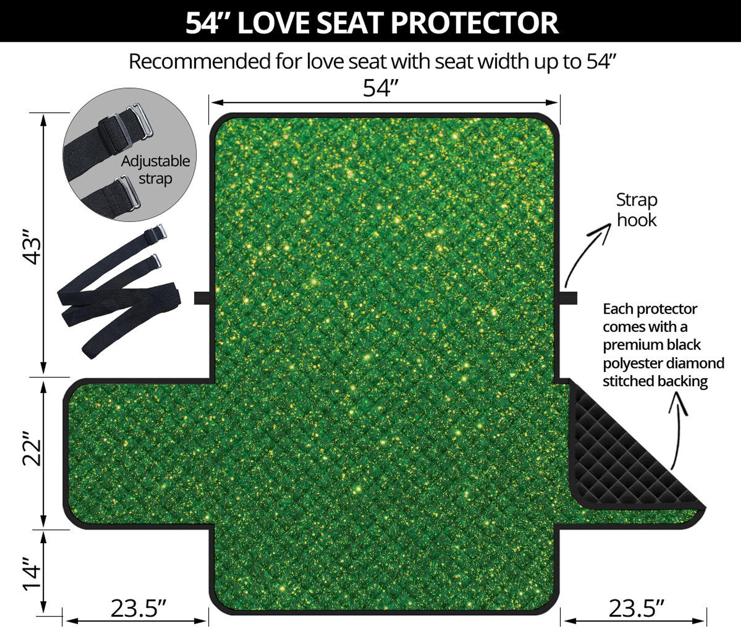 Shamrock Green Glitter Artwork Print Loveseat Protector