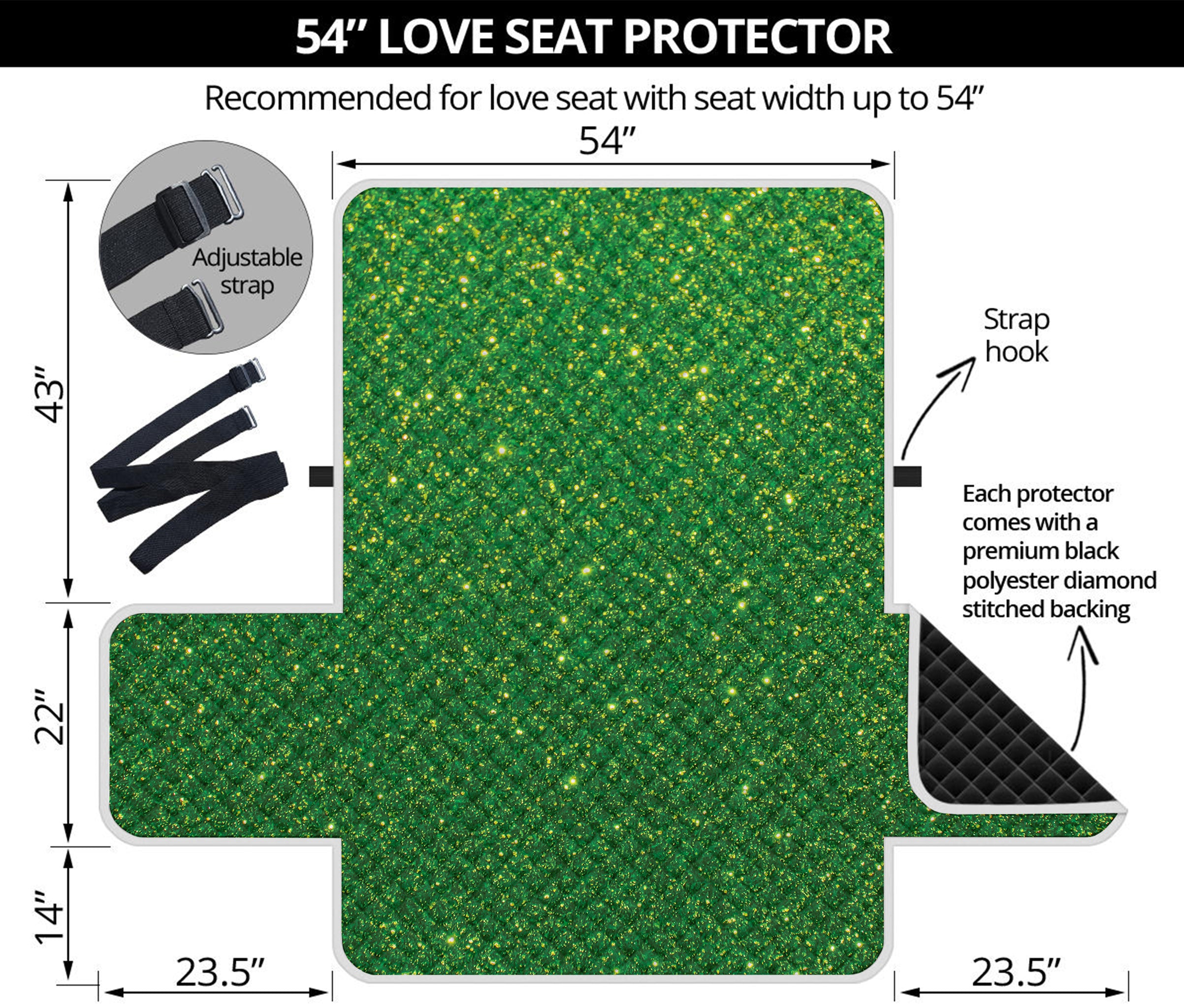 Shamrock Green Glitter Artwork Print Loveseat Protector