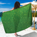 Shamrock Green Glitter Artwork Print (NOT Real Glitter) Beach Sarong Wrap