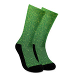 Shamrock Green Glitter Artwork Print (NOT Real Glitter) Crew Socks