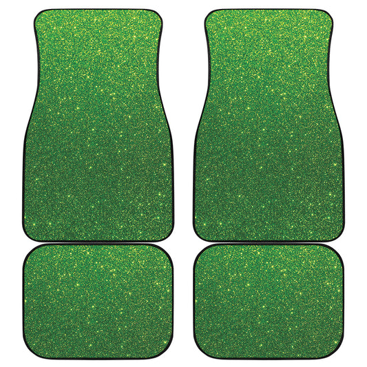 Shamrock Green Glitter Artwork Print (NOT Real Glitter) Front and Back Car Floor Mats