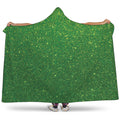 Shamrock Green (NOT Real) Glitter Print Hooded Blanket