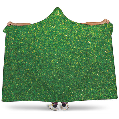 Shamrock Green Glitter Artwork Print (NOT Real Glitter) Hooded Blanket