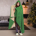 Shamrock Green Glitter Artwork Print (NOT Real Glitter) Hooded Blanket