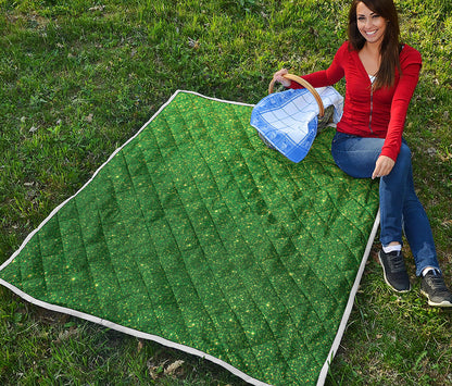 Shamrock Green Glitter Artwork Print (NOT Real Glitter) Quilt