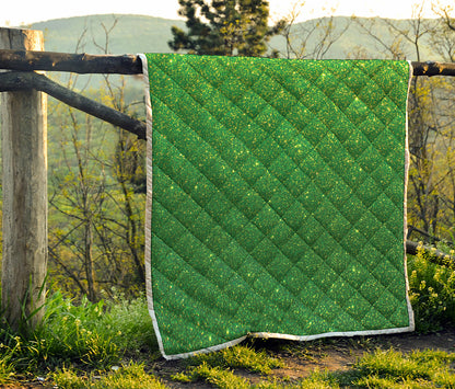 Shamrock Green Glitter Artwork Print (NOT Real Glitter) Quilt