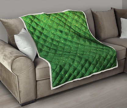Shamrock Green Glitter Artwork Print (NOT Real Glitter) Quilt
