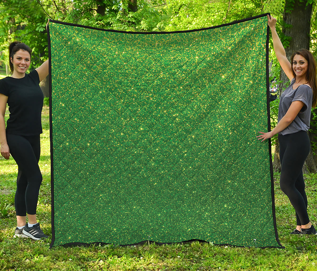 Shamrock Green Glitter Artwork Print (NOT Real Glitter) Quilt
