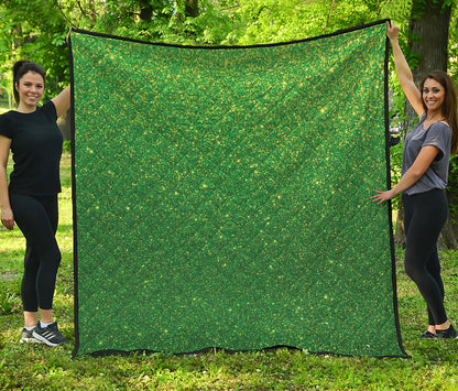 Shamrock Green Glitter Artwork Print (NOT Real Glitter) Quilt