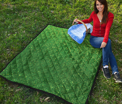Shamrock Green Glitter Artwork Print (NOT Real Glitter) Quilt