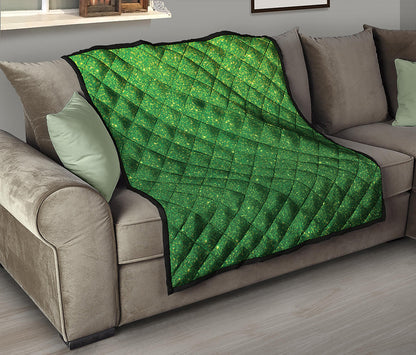 Shamrock Green Glitter Artwork Print (NOT Real Glitter) Quilt