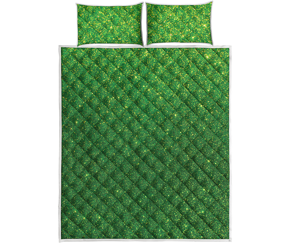 Shamrock Green Glitter Artwork Print (NOT Real Glitter) Quilt Bed Set