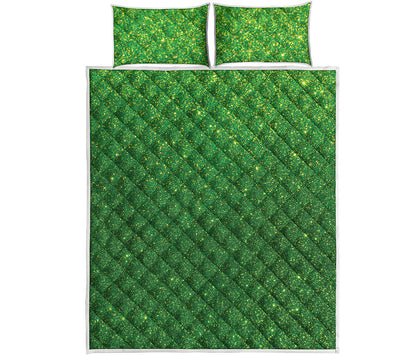 Shamrock Green Glitter Artwork Print (NOT Real Glitter) Quilt Bed Set