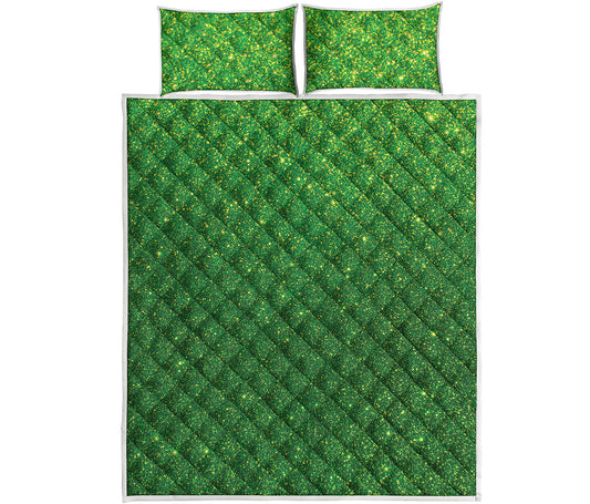 Shamrock Green Glitter Artwork Print (NOT Real Glitter) Quilt Bed Set
