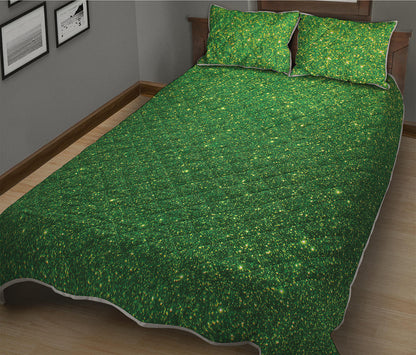 Shamrock Green Glitter Artwork Print (NOT Real Glitter) Quilt Bed Set