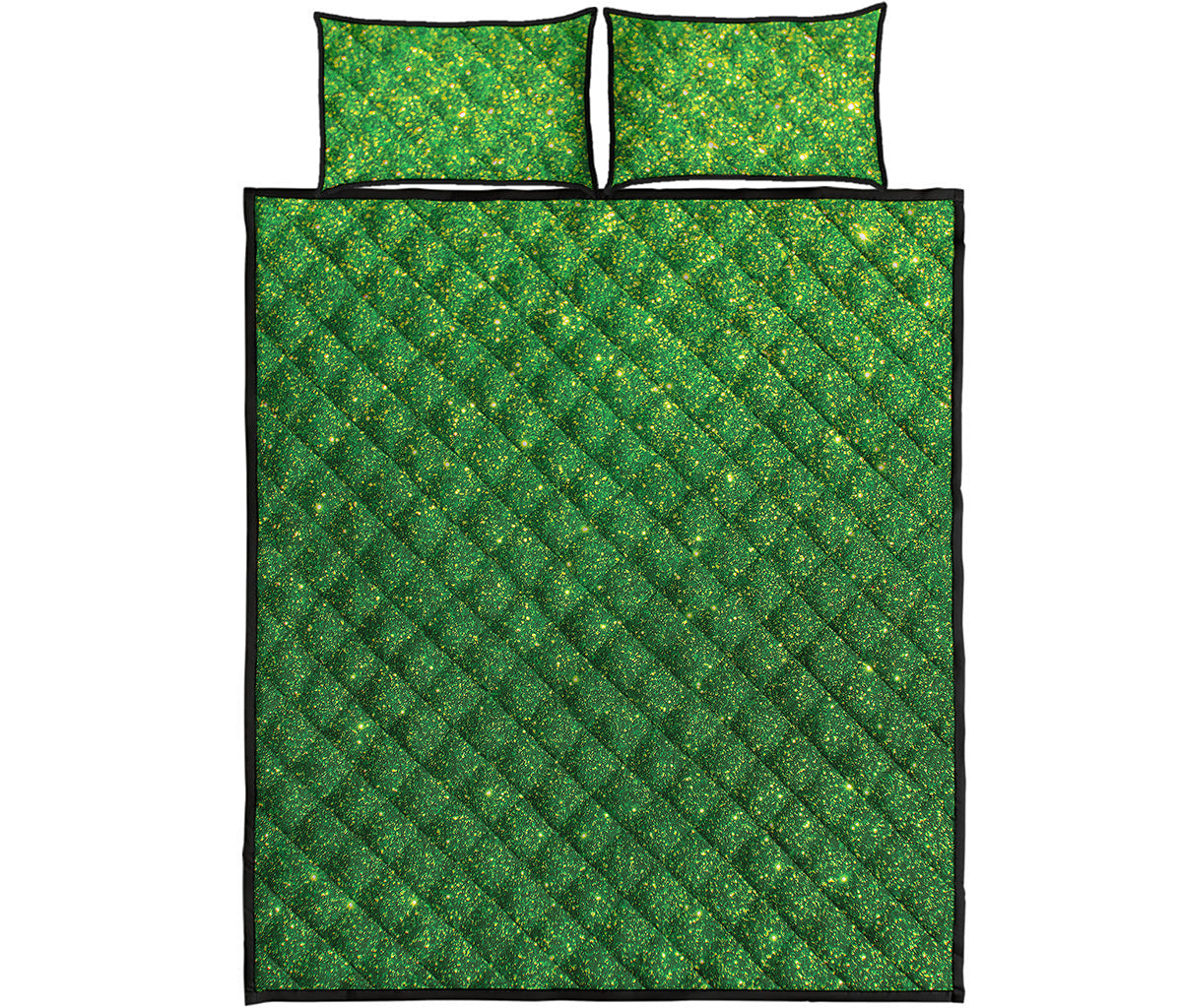 Shamrock Green Glitter Artwork Print (NOT Real Glitter) Quilt Bed Set
