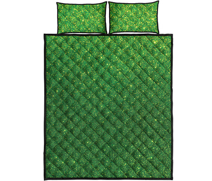 Shamrock Green Glitter Artwork Print (NOT Real Glitter) Quilt Bed Set