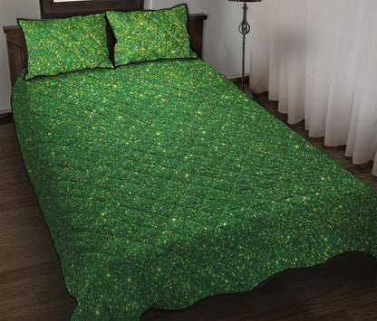 Shamrock Green Glitter Artwork Print (NOT Real Glitter) Quilt Bed Set