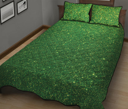 Shamrock Green Glitter Artwork Print (NOT Real Glitter) Quilt Bed Set
