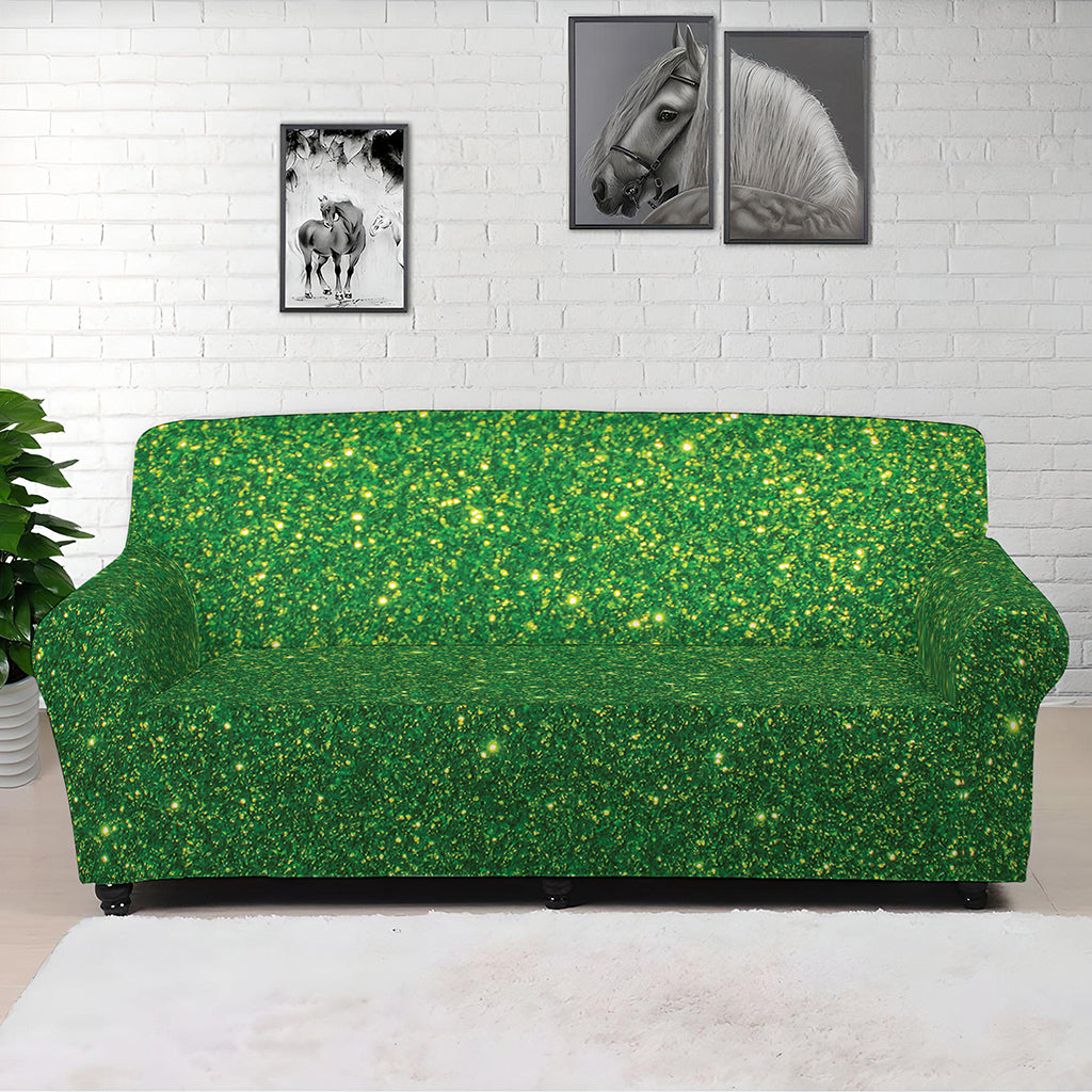 Shamrock Green Glitter Artwork Print (NOT Real Glitter) Sofa Cover