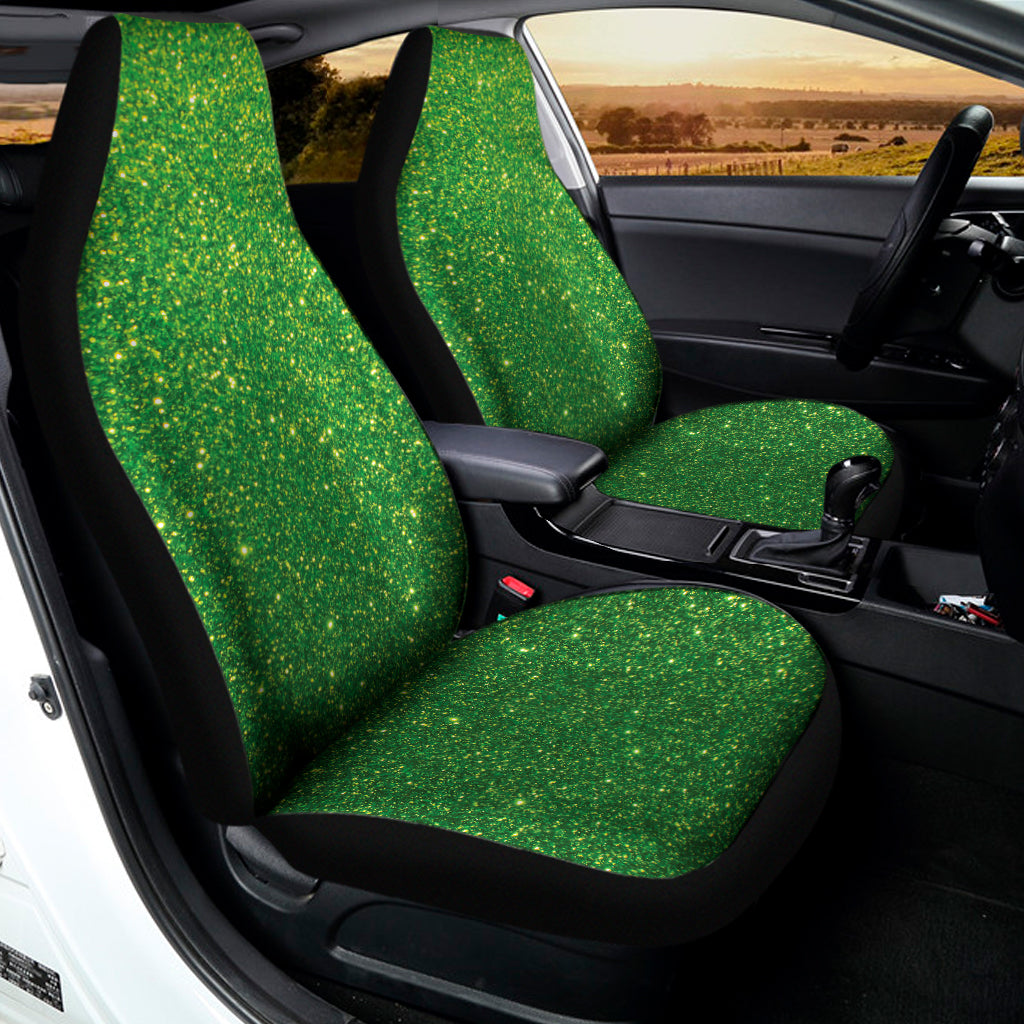 Shamrock Green Glitter Artwork Print (NOT Real Glitter) Universal Fit Car Seat Covers