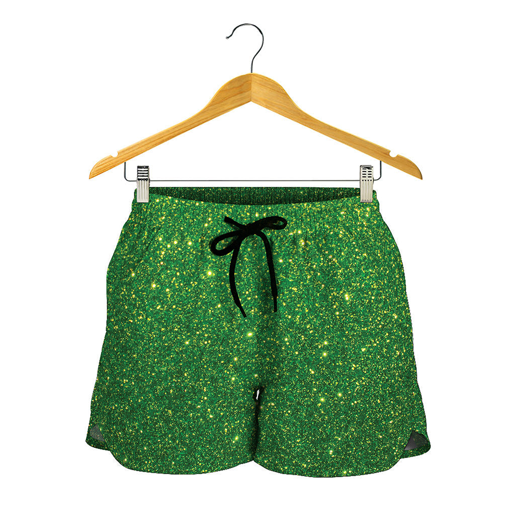 Shamrock Green Glitter Artwork Print (NOT Real Glitter) Women's Shorts