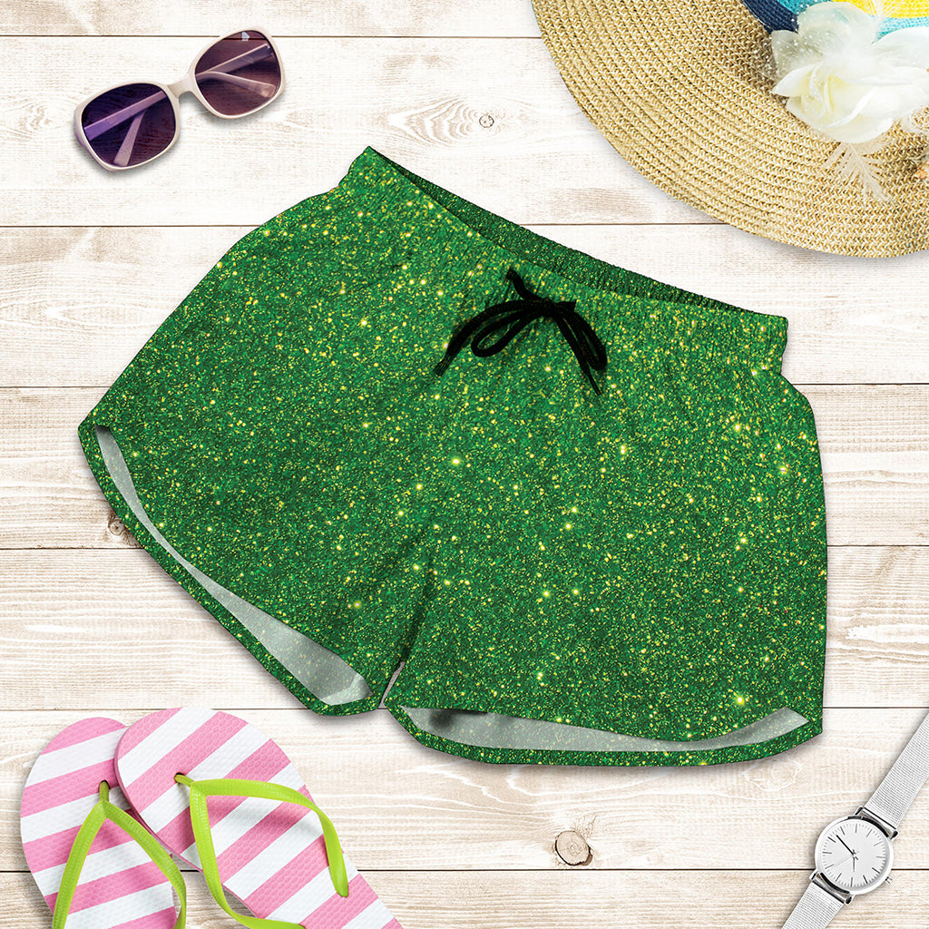 Shamrock Green Glitter Artwork Print (NOT Real Glitter) Women's Shorts