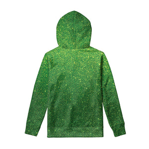 Shamrock Green Glitter Artwork Print Pullover Hoodie