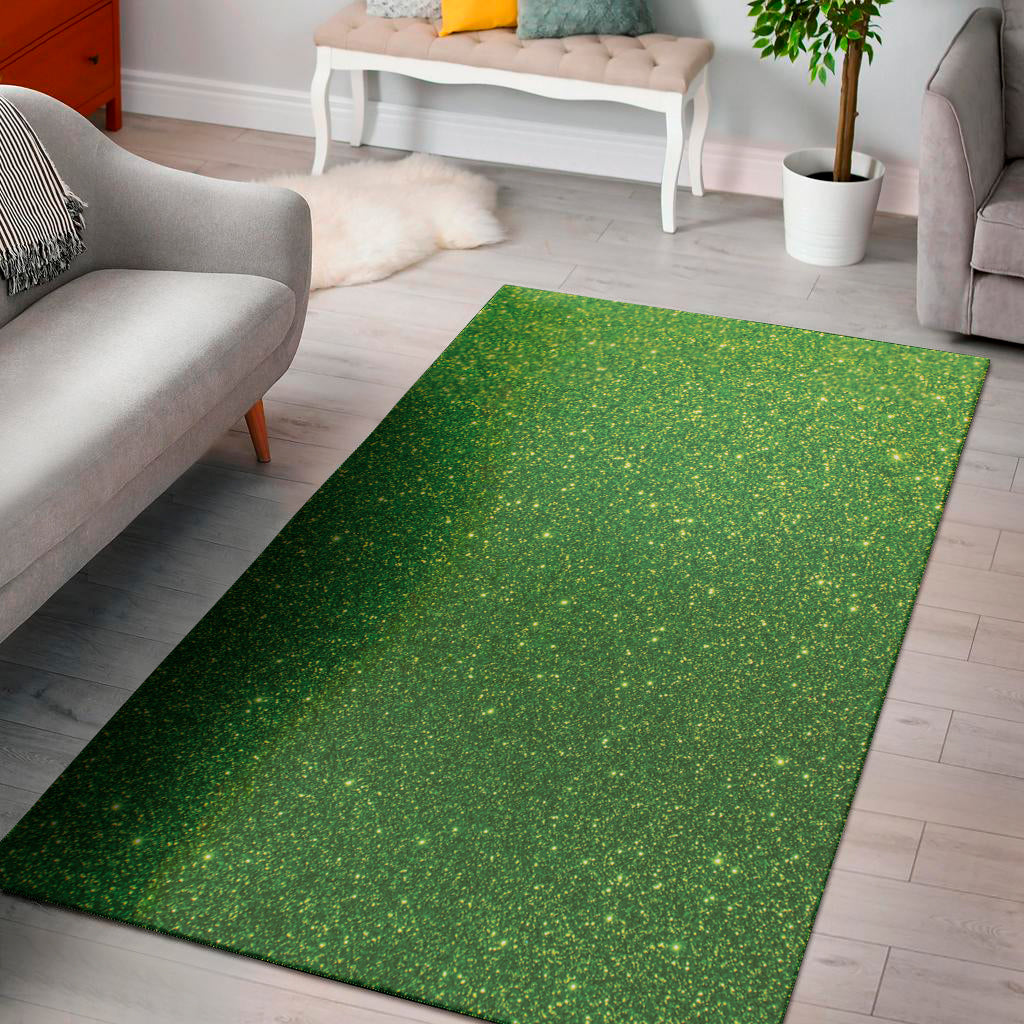 Shamrock Green Glitter Texture Print Area Rug