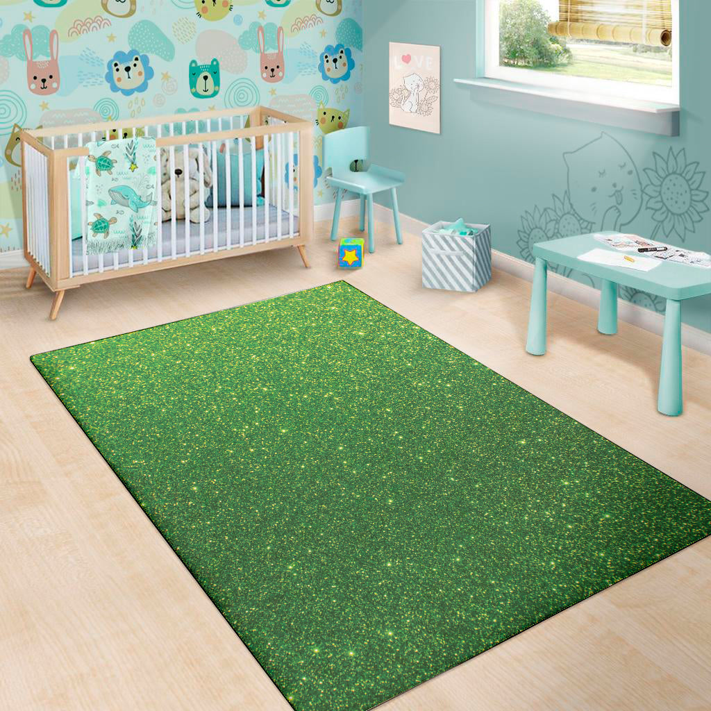 Shamrock Green Glitter Texture Print Area Rug